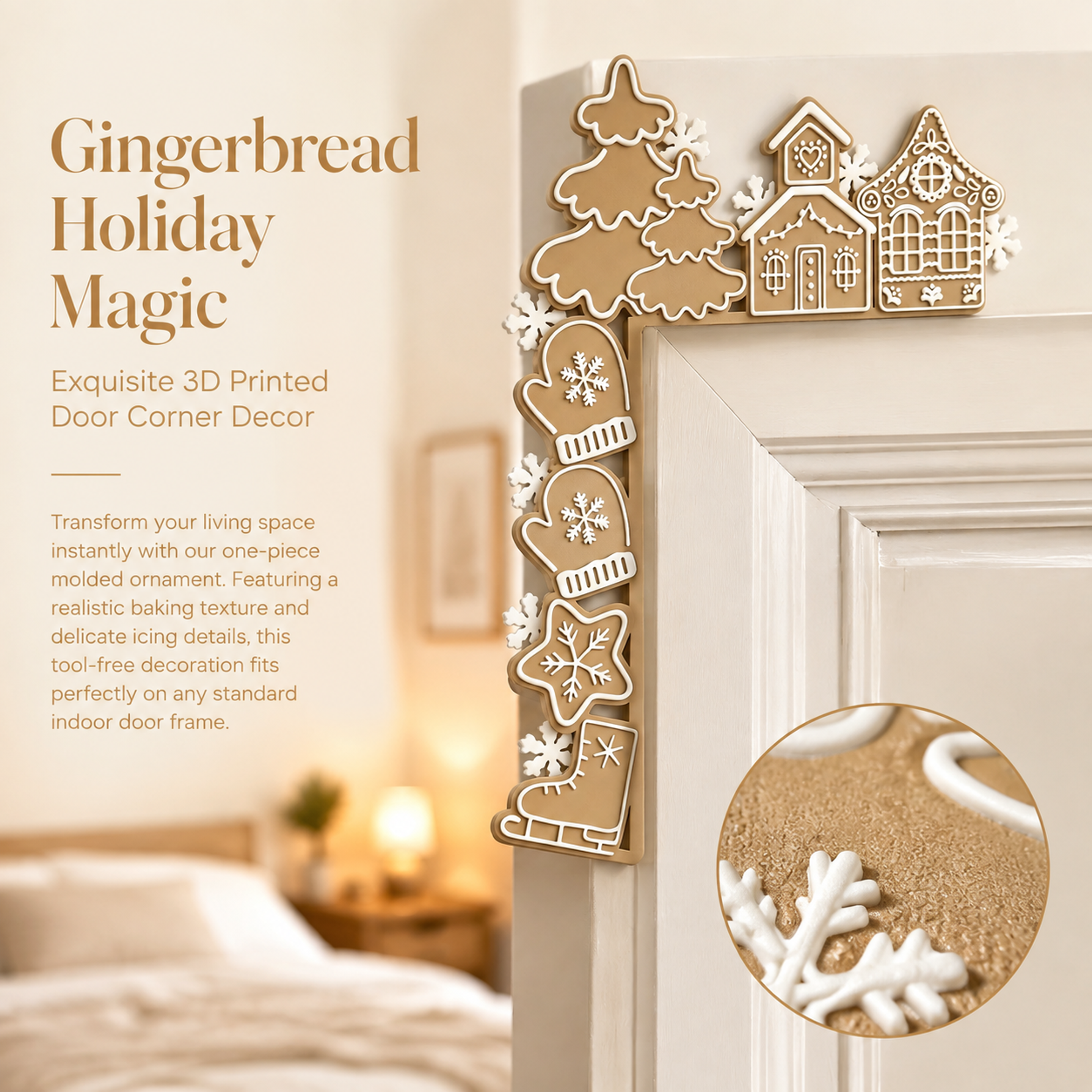 Mini 3d Printed Christmas Ornaments Gingerbread Textured House Shaped Ornament