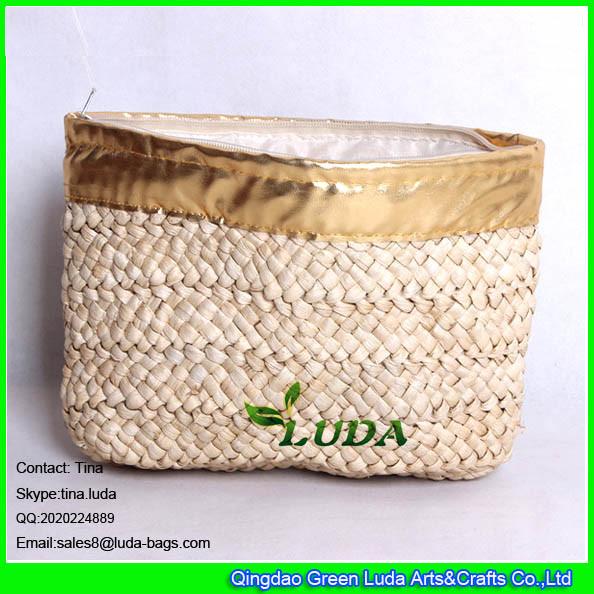 LUDA new design elegant women corn hust straw clutch bag fashion handbag