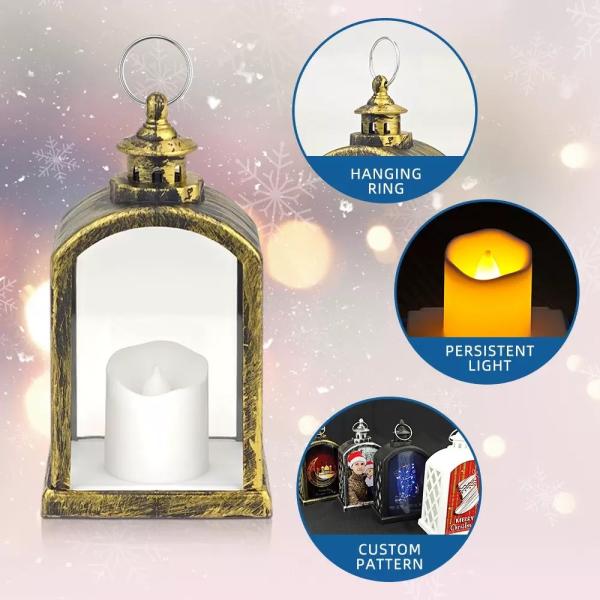 Custom Blanks Christmas Lantern Hanging Led Garden Decorative Storm Light Sublimation Lanterns