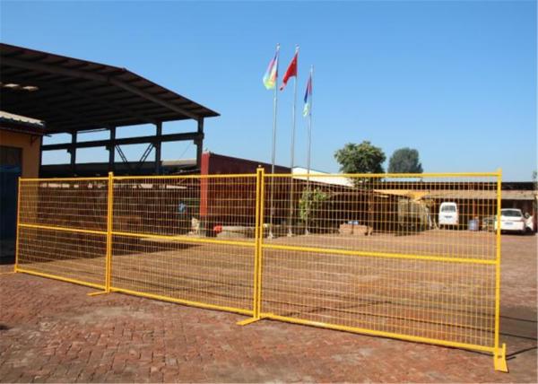 Powder coated canada temporary fence H 8’/2430mm*W10’/3048mm 2x4/50mm*100mm*8ga wire strore items powder coated yellow