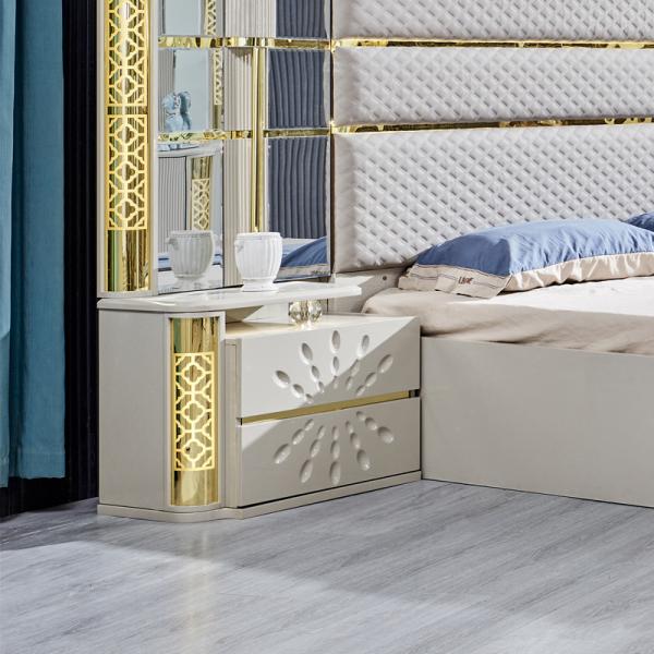 Modern Luxury Villa Wood Frame King Size Bed Home Royal Classic Wooden Queen Double Leather Full Bedroom Furniture Set