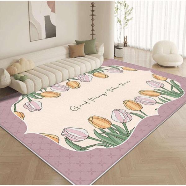 Lovely Flower Living Room Floor Carpets Imitation Cashmere Material 120*180cm