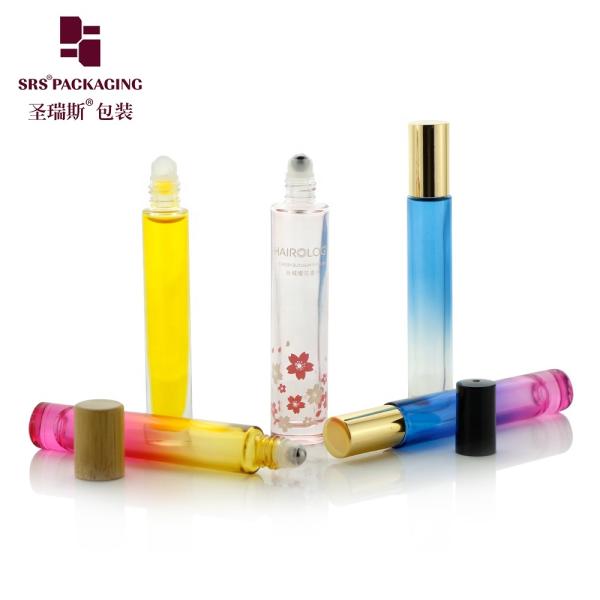 10ml 15ml Slim Round Cylinder Heavy Wall Thick Bottom Customized Glass Roll On Roller Bottle for Essential Oil and Perfume
