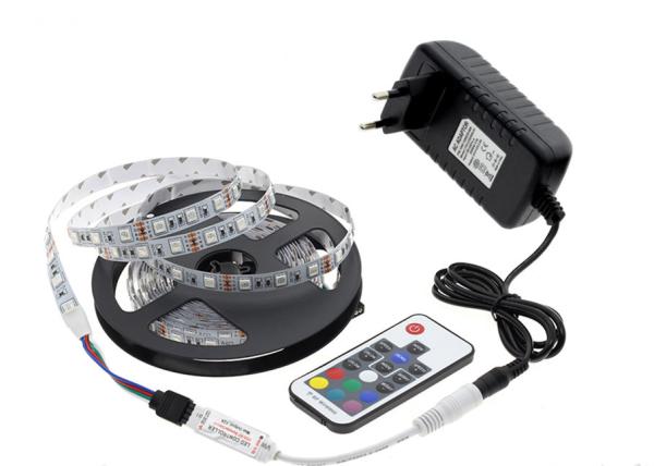 SMD 5050 RGB LED Tape Light Kit , Color Changing Led Light Strips Blistered Packing