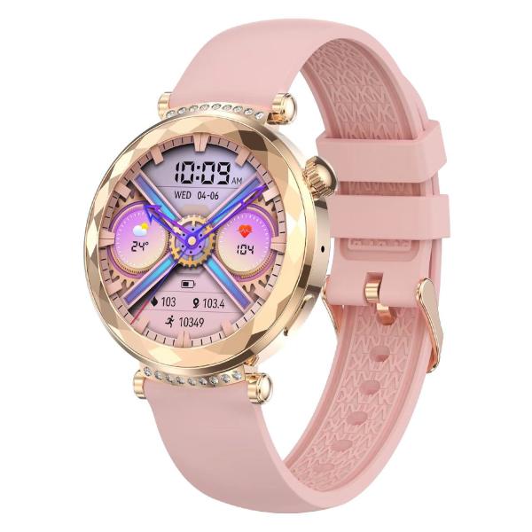 HK88 Smart Watch for Ladies 1.19-inch AMOLED Screen BT Call Music Control Women's Health