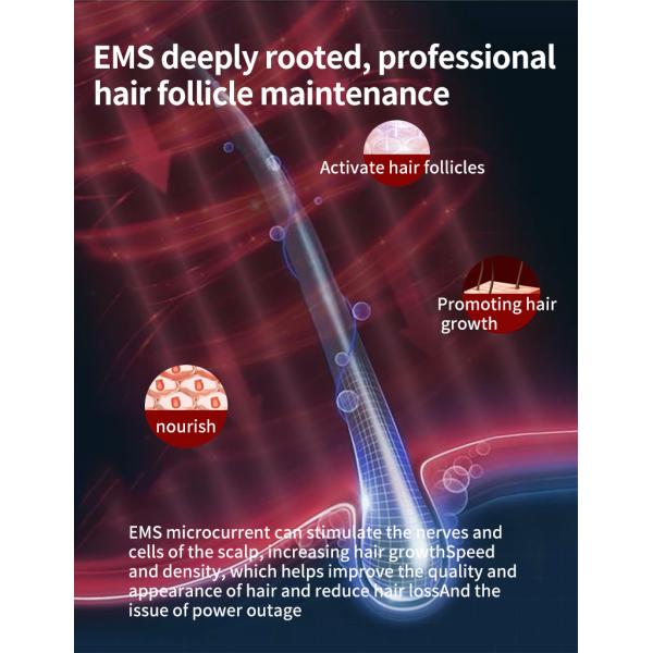 650nm LLLT лазерный расширитель волос лазерный красный свет EMS микроток + вибрация