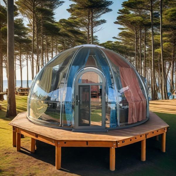 High Toughness Luxury Waterproof Polycarbonate Dome Tent Eco With Bathroom PC Bubble House