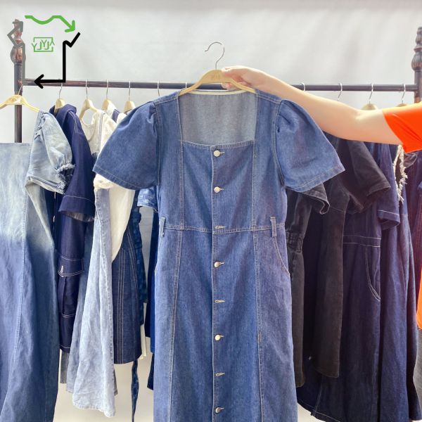 Women's Second Hand Denim Dress Fashion Mixed Style Mixed Colors Used Clothes