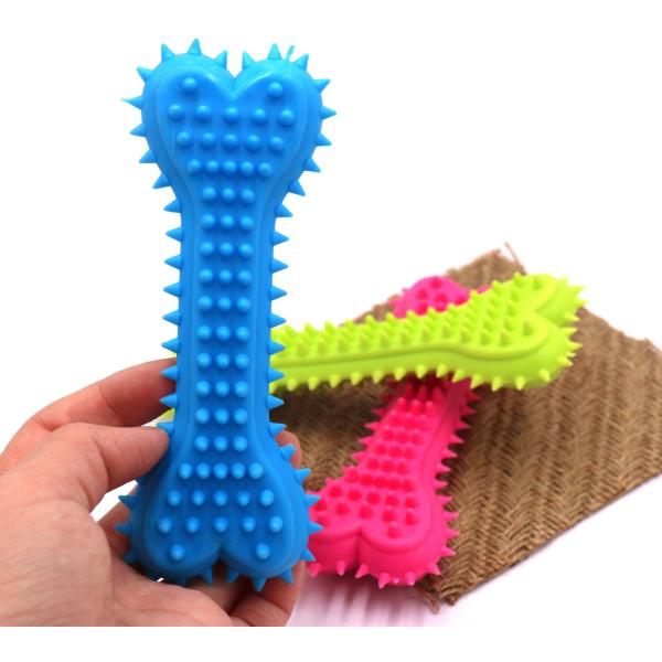 All-Season Pet Durable Nature Rubber Puppy Interactive Molar Bone Shape Toothbrush Stick Teeth Clean TPR Treat Training Dog Bit Chew Toy