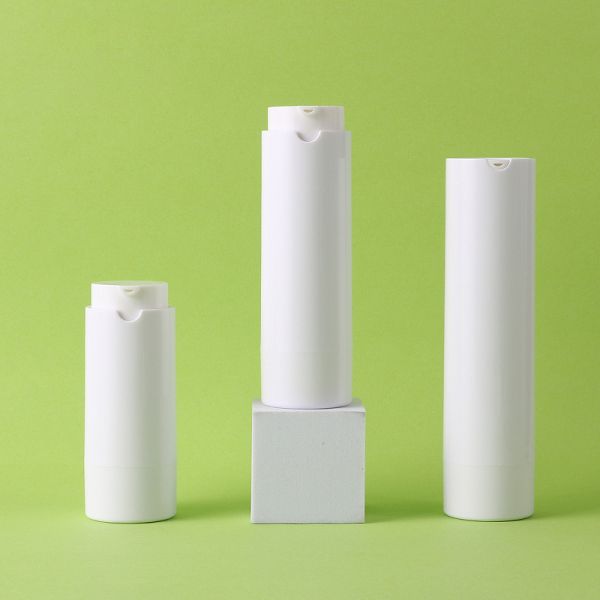 Silk Screen Printing PCR Green Airless Pump Bottle designed for secure cosmetic packaging and personal care product dispensing