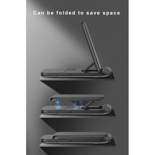 Cargador inalámbrico de 15W negro cargador rápido magnético para iPhone multifuncional