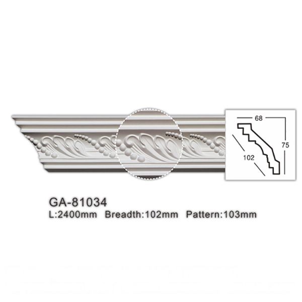 GA-81034 Factory Direct Sales Roman Decorating Polyurethane Fluted Carved Decorative Flower Moulding