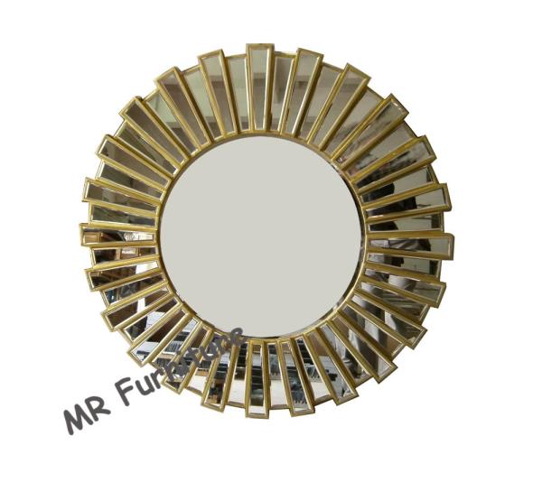 36 Inch Wooden Strips 3d Mirror Wall Art , Modern Wood Framed Wall Mirrors