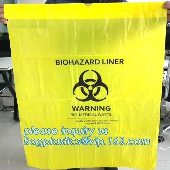 Biohazard Waste Disposal Bags Drawstring, Gallon Capacity, Medical Garbage Bags, High- Temperature Resistant
