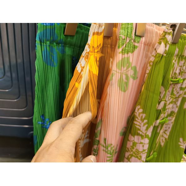 Original Design Pleated Chinese Style Disc Half Skirt 2024 Printed Pleated Skirt Wrap Slit Summer Skirt