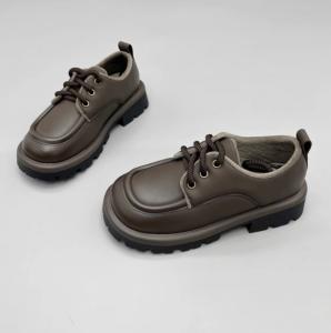 Genuine Leather Girls School Shoes Rubber Sole Artificial Short Plush Inner
