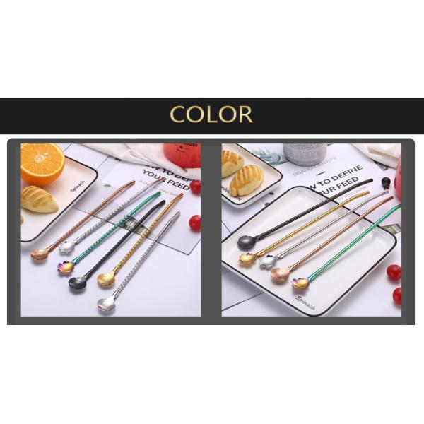 Logo Stamping Stainless Steel Spoon Straws / Elegantly Spoon Straws Metal