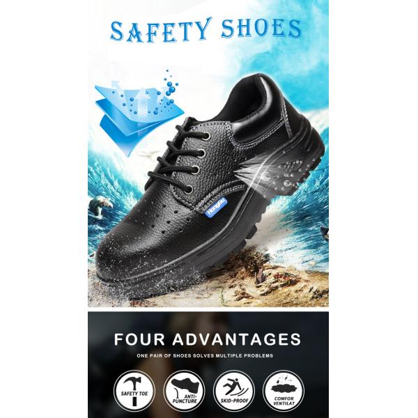 European Standard Genuine Leather Waterproof Men Industrial Steel Toe Work Safety Shoes