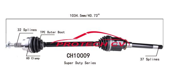 CH10009  CV Axle Assembly Heavy Duty Clamp TPEE Boot  Cold Forging Grinding Process Technology EXTREME Weather Unit