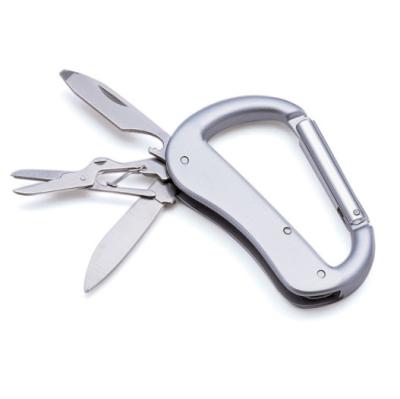 Multifunctional Camping carabinier Aluminum Hiking Snap Hook Carabiner With Scissors, Knife, Filer