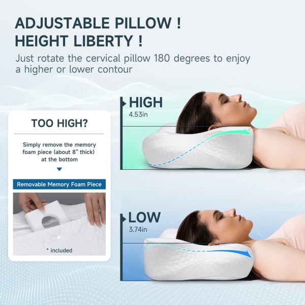 King Size Memory Foam Pillow 60 Fabric Count for Neck Head Shoulder Sleeping Support