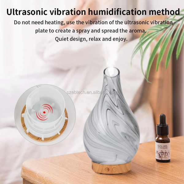 Handmade 100ML Glass Ultrasonic Electric Aroma Diffuser Cool Mist Aromatherapy Diffuser with Humidistat for Home Office Yoga SPA