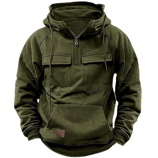 Solid Color Men's Pullover Hoodie Casual Sweatshirt Coat for Autumn and Winter R