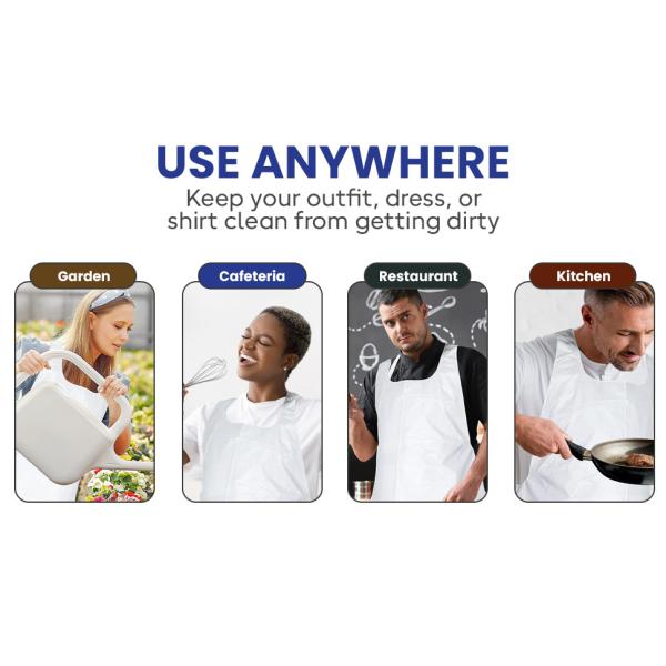 Products Disposable Heavy Weight Plastic/Poly Apron 46 inches x 28 inches - 2 Mil - For Cooking and Arts n' Crafts