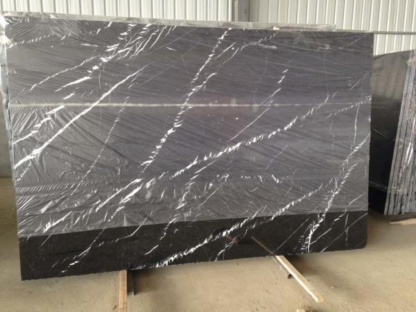 High Hardness Nero Marquina Marble Slab , Natural Nero Black Marble Tile