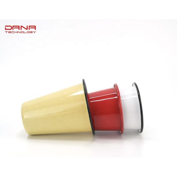 Customized Color Enamel Steel Cup Vertical Stripe Design for Breakfast Milk Coffee