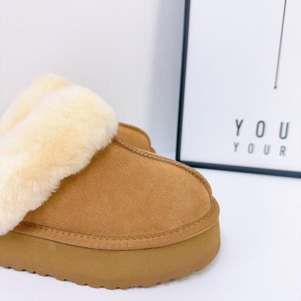 Factory Custom Cowhide Height-Increasing Women'S Outdoor Thick-Soled Slippers for winter wear