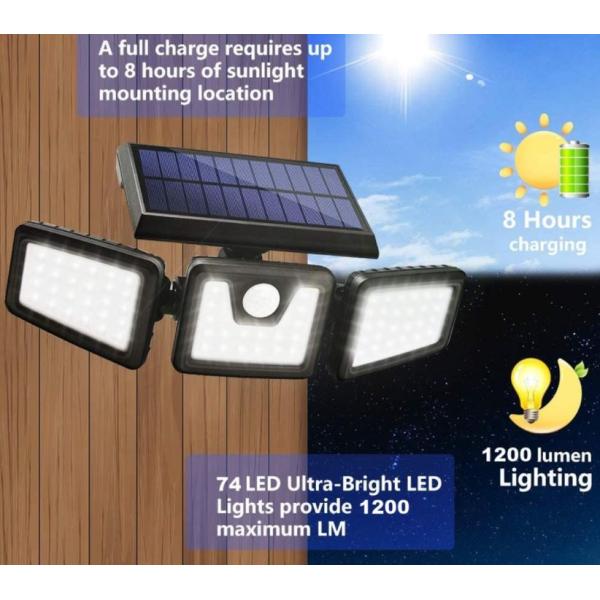 6000K 5.5V Outdoor Wall Mounted Solar Lights , 8m Detection PIR Senor Street Light