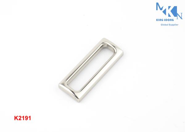 Nickle Color Metal Ring Buckle , Rectangle Rings Metal Hand Polished With Hanging Plating