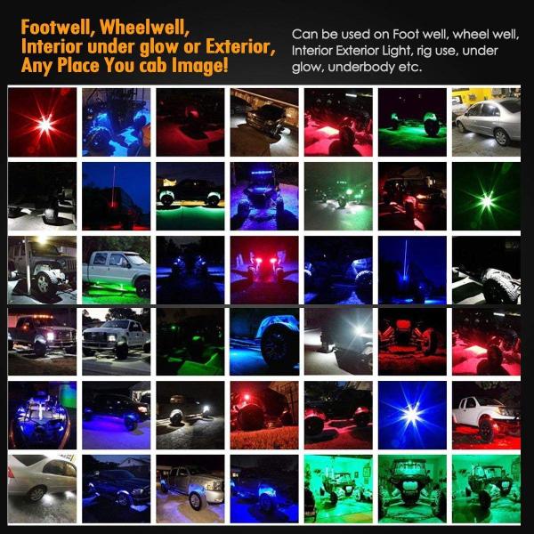 Green LED Rock Lights 6 Pods LED Light Lamp for Interior Exterior Under Off Road Truck Jeep ATV SUV Jeep 4x4 Boat 4wd