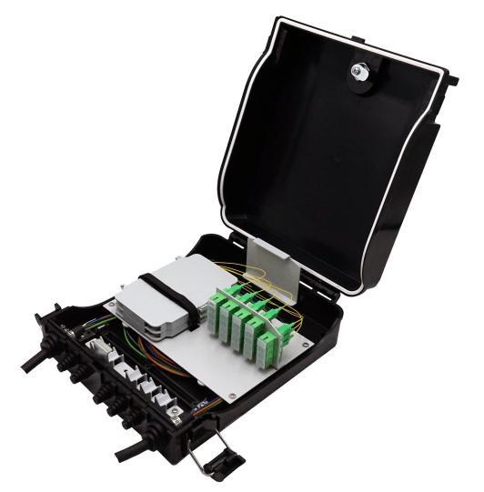 5 Ports Fiber Optic Cable Distribution Box Black 24cores SC Adapter 1x16 1x8 Splitter