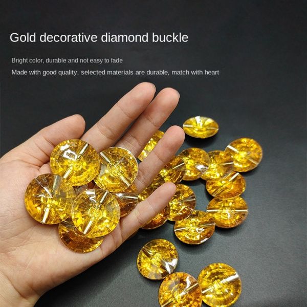 Modern Style Round Resin Crystal Button Yellow Acrylic for Sofa & Home Decor-for Bathroom & Living Room