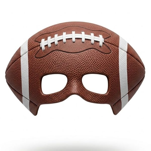 Textured Football Fan Mask - Premium Pigskin Style Game Day Face Shield for Tailgates, Sports Cosplay & Superfan Accessories