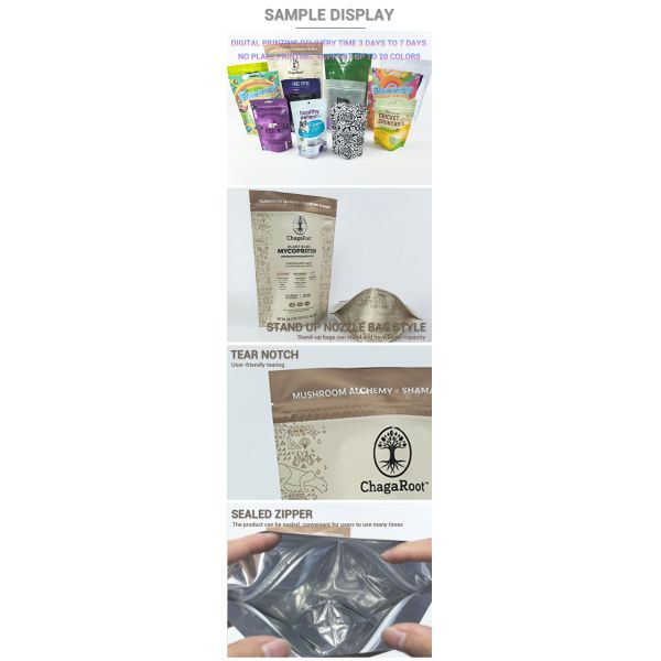 Customized 50pcs 100pcs Low MOQ Mylar Doypack with Zipper Pouch Aluminum Foil Moisture-proof Stand up Pouch for Food Storage