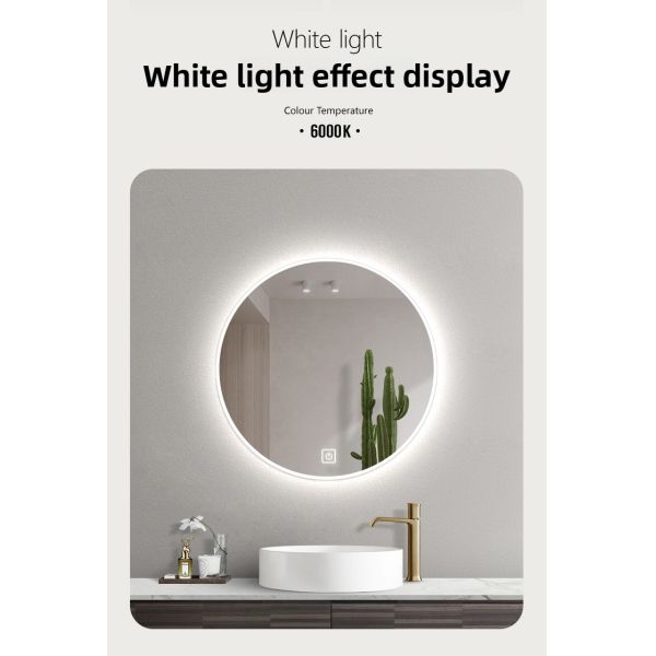 Modern Premium 32-Inch Anti-Fog Touch Switch Wall Mirror Aluminum Frame for Luxurious Bathroom Design Apartments Hotels