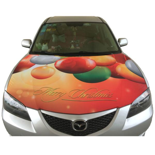 Merry Christmas Theme Car Hood Covers Digital Colorful Printing Car Hood Flags
