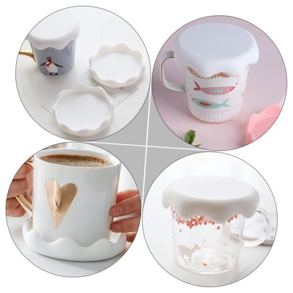 Silicone Cup Lids Set Snow Cover Drink Coaster Anti-Dust Airtight Mug Covers For Hot And Cold Drink Silicone Hot Cup Lid