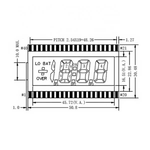 2024 New Tn Monochrome  Small TN Lcd Screen Positive 3.5 Digit 7 Segment Transflective Lcd Display