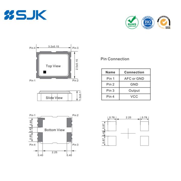 Высокая надежность SJK-8W 19.2MHz SMD3225 VC-TCXO с выходной силовой волной