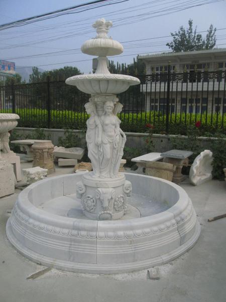 Large White Marble Stone Water Fountain with Horse Statue