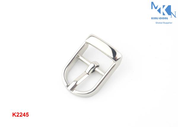 Custom Logo Center Bar Belt Buckles , 16mm Size Silver Shoe Buckles