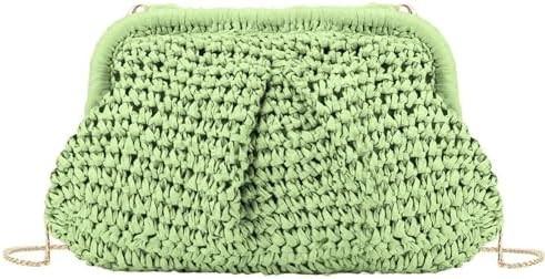 BEACH CHIC WOMEN'S RAFFIA STRAW DUMPLING CLUTCH STYLISH SUMMER VACATION CROSSBODY BAG RATTAN PURSE