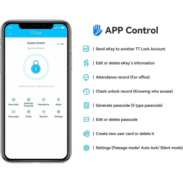 Слимовый тип Алюминиевого сплава TTlock Электронные умные дверные замки для квартир Домашний офис