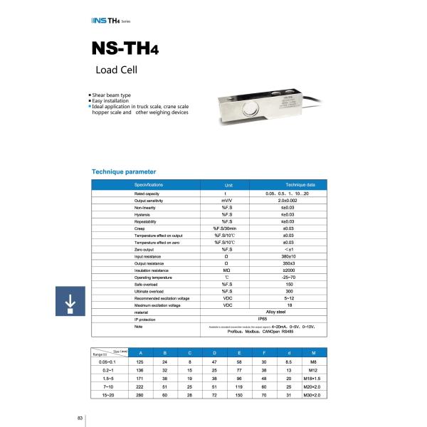 NS-TH4 Series High Precision Compression Load Cells For Scales