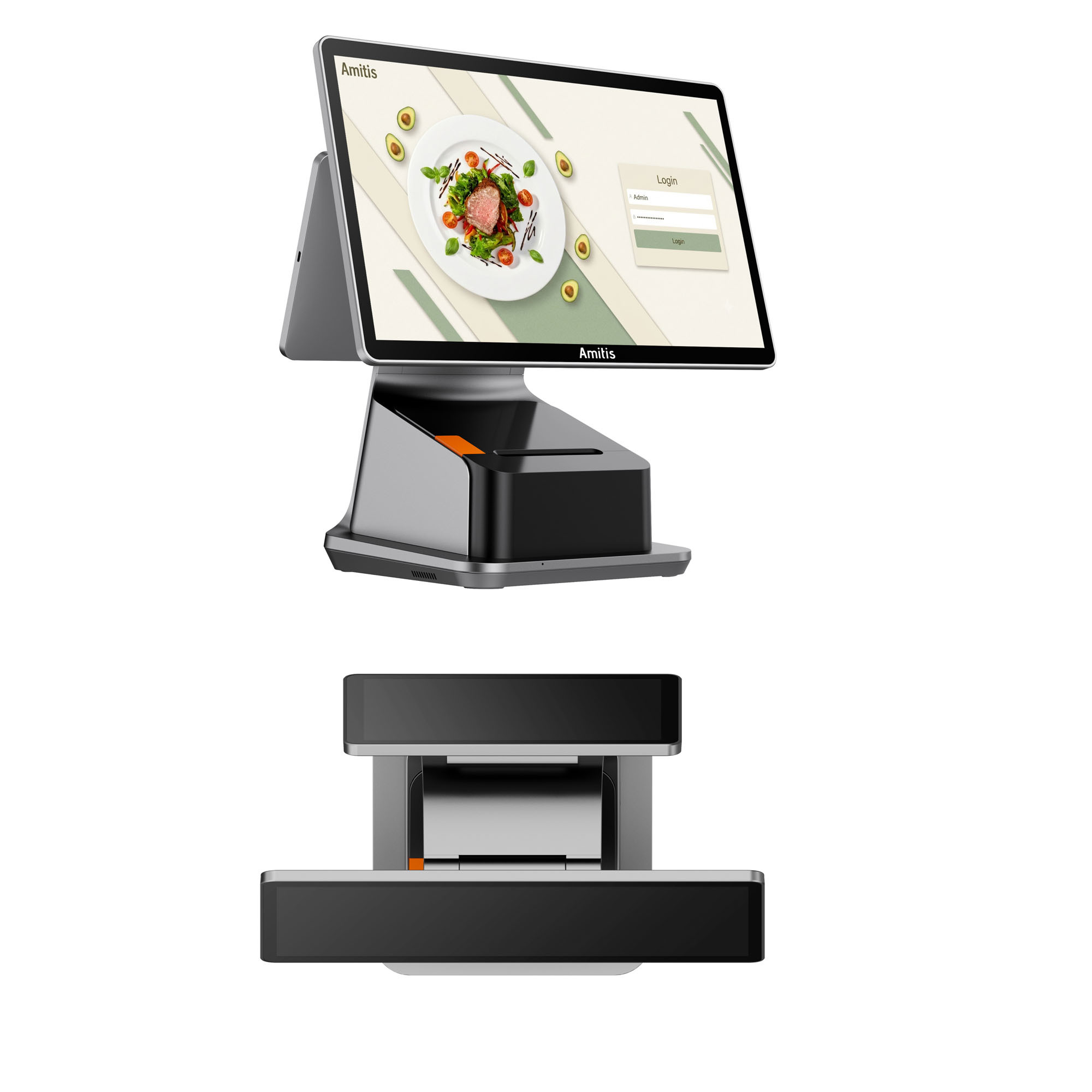 Android 14 Retail Dual Screen POS System With Under Display NFC
