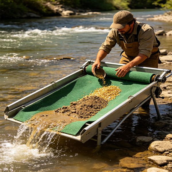 1800GSM Gold Mining Carpet PP & Polyester Blend Gold Sluice Mat with Waterproof Backing